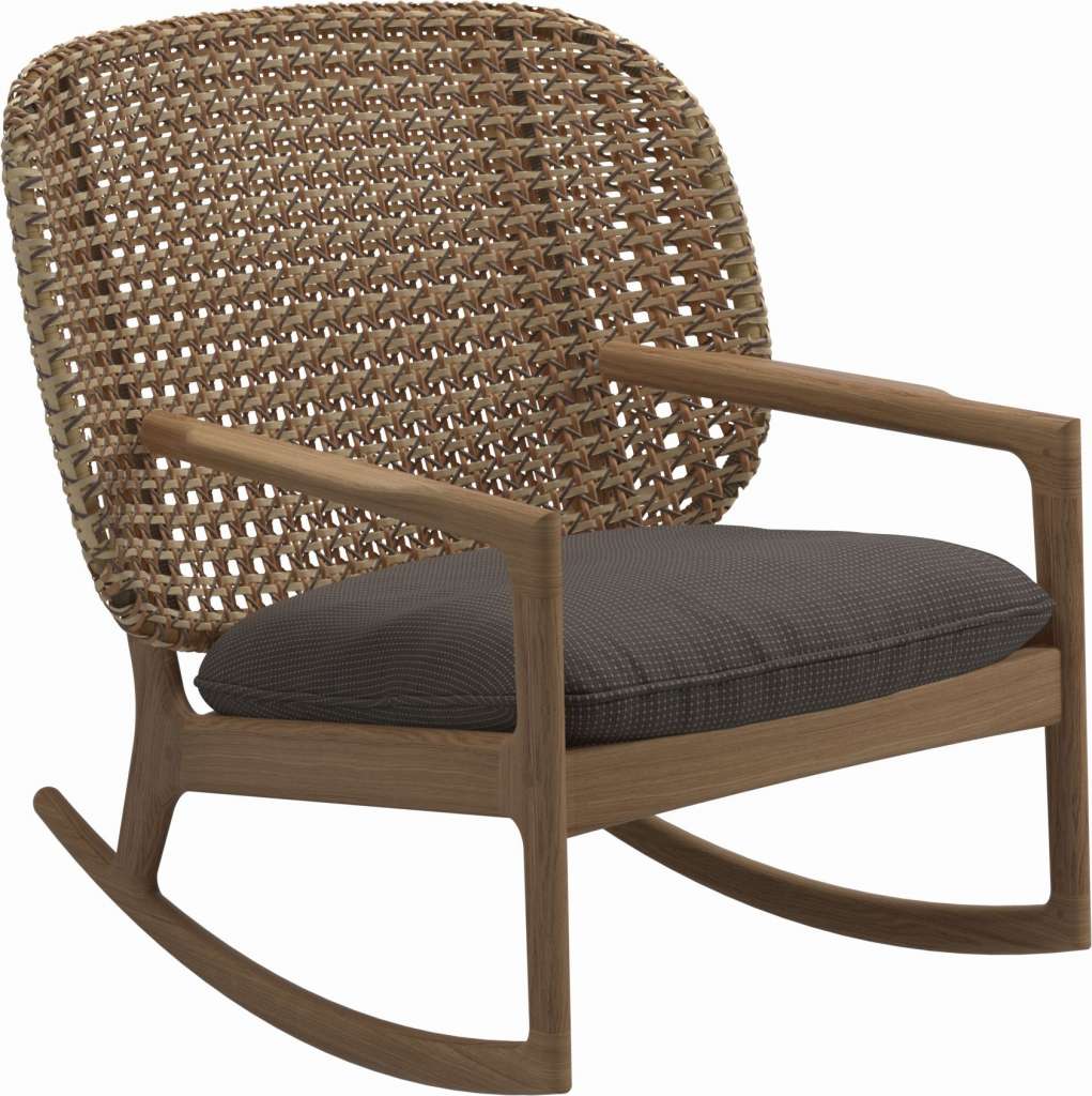 Gloster - Kay Schaukelstuhl Low Back - Geflecht: Harvest - Kissen:  - Robben Charcoal - outdoor