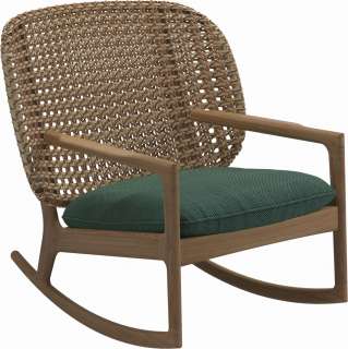 Gloster - Kay Schaukelstuhl Low Back - Geflecht: Harvest - Kissen:  - Robben Forest - outdoor