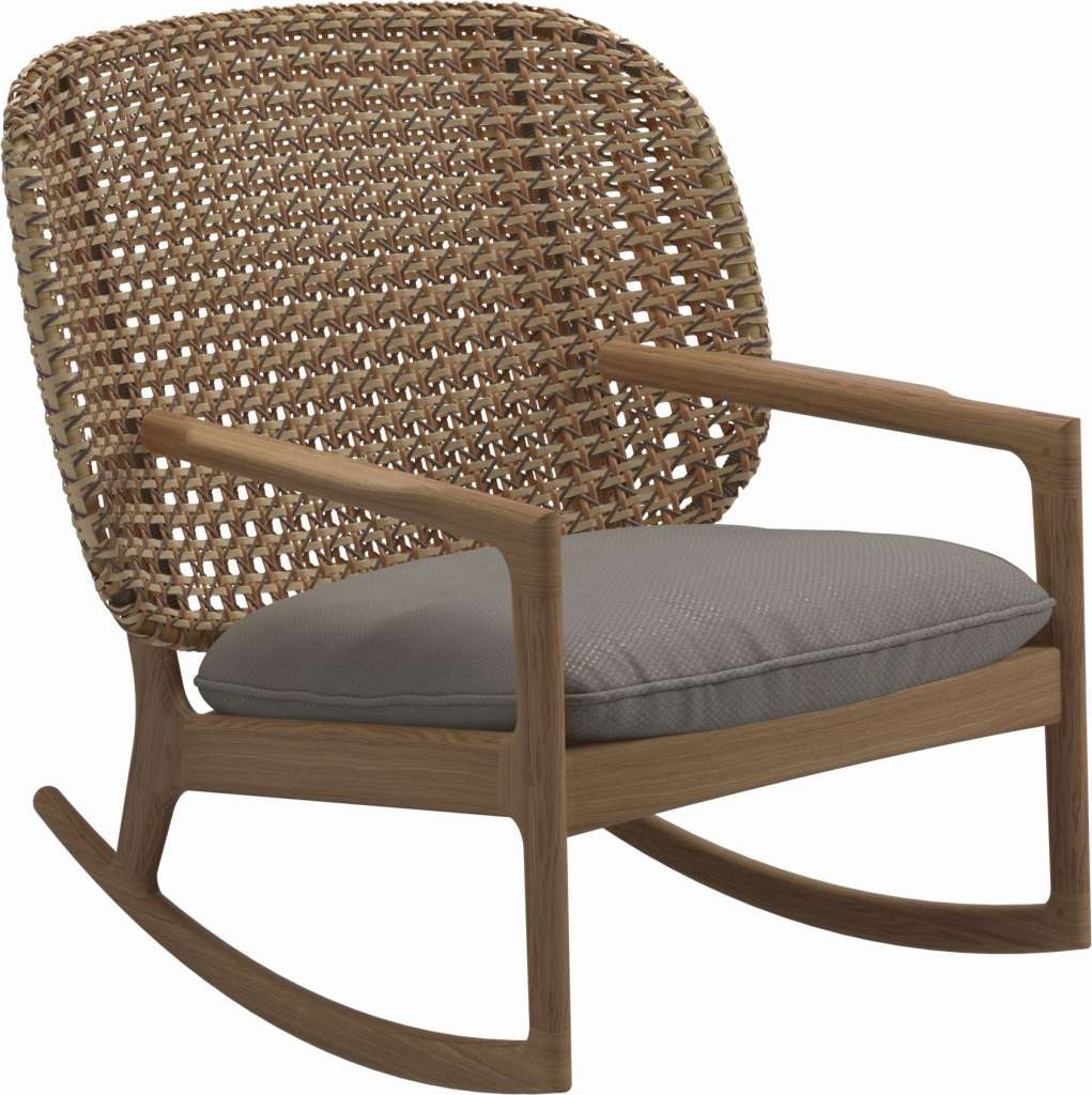 Gloster - Kay Schaukelstuhl Low Back - Geflecht: Harvest - Kissen:  - Dot Nimbus - outdoor