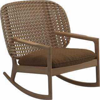 Gloster - Kay Schaukelstuhl Low Back - Geflecht: Harvest - Kissen:  - Wave Russet - outdoor