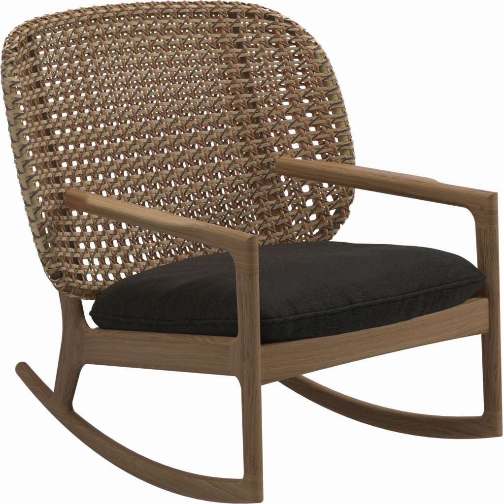 Gloster - Kay Schaukelstuhl Low Back - Geflecht: Harvest - Kissen:  - Tuck Sable - outdoor