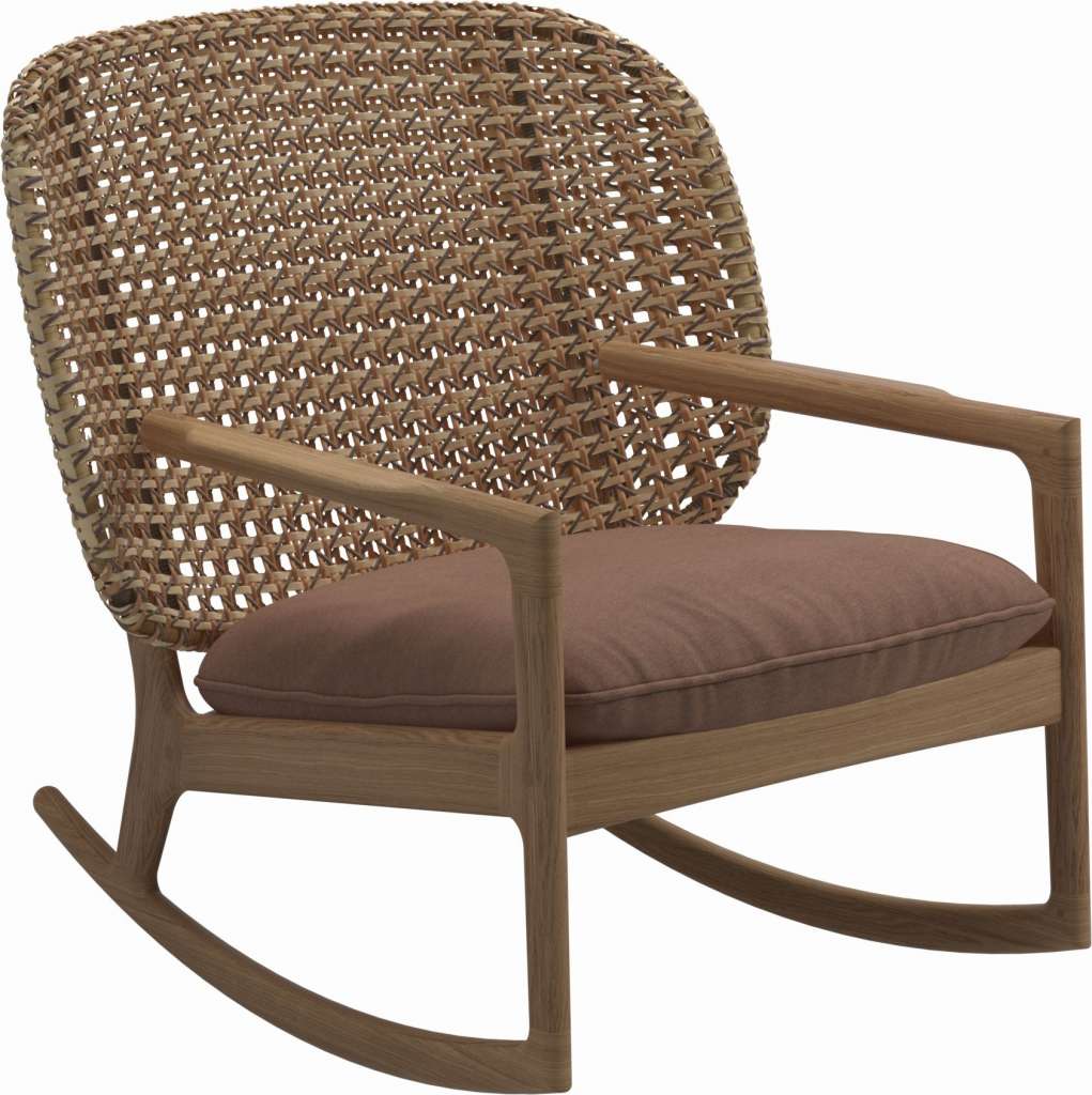 Gloster - Kay Schaukelstuhl Low Back - Geflecht: Harvest - Kissen:  - Tuck Cider - outdoor