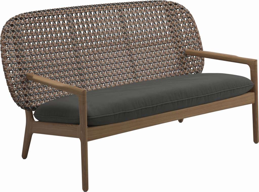 Gloster - Kay Sofa - Geflecht: Brindle - Kissen:  - Blend Coal - outdoor