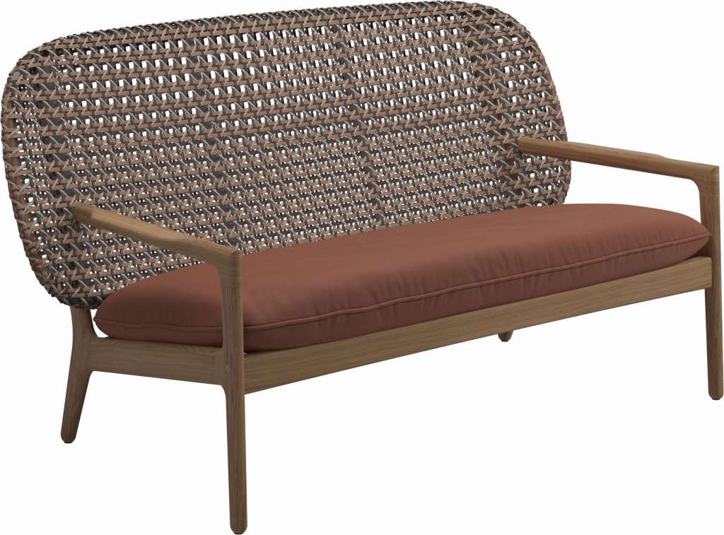 Gloster - Kay Sofa - Geflecht: Brindle - Kissen:  - Blend Clay - outdoor