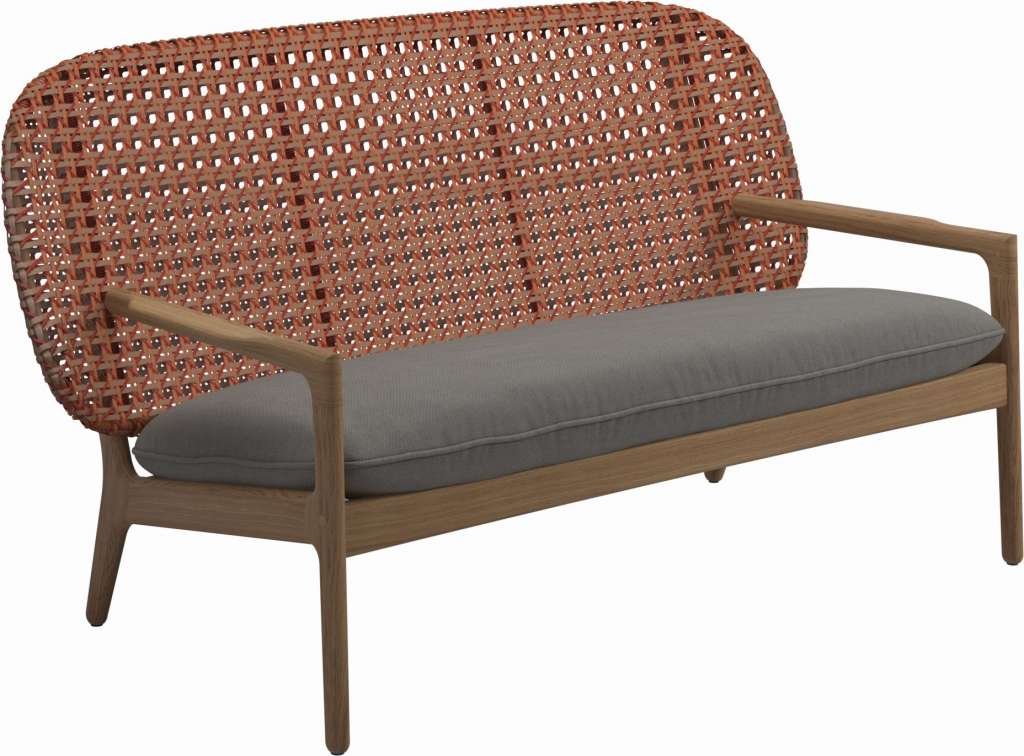 Gloster - Kay Sofa - Geflecht: Copper - Kissen:  - Fife Rainy Grey - outdoor
