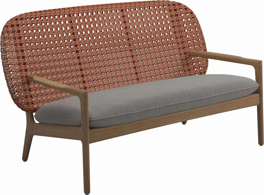 Gloster - Kay Sofa - Geflecht: Copper - Kissen:  - Fife Canvas Grey - outdoor