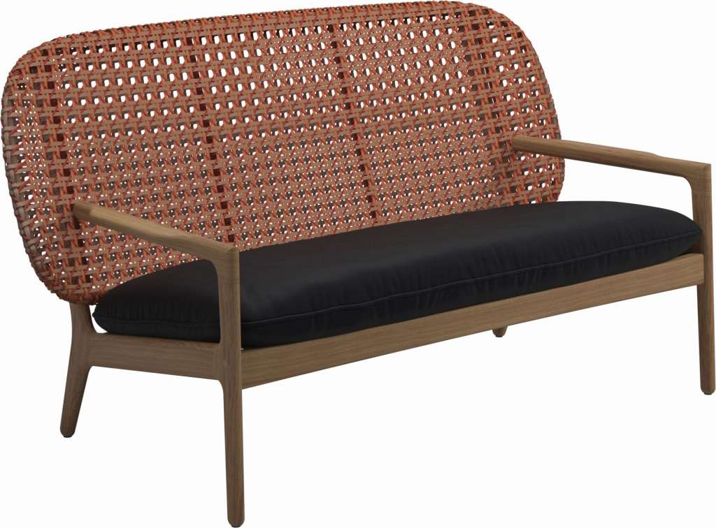 Gloster - Kay Sofa - Geflecht: Copper - Kissen:  - Fife Soot Blue - outdoor