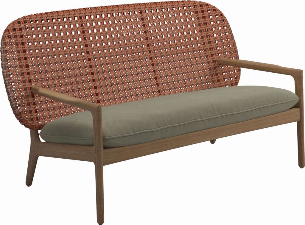 Gloster - Kay Sofa - Geflecht: Copper - Kissen:  - Fife Silky Green - outdoor