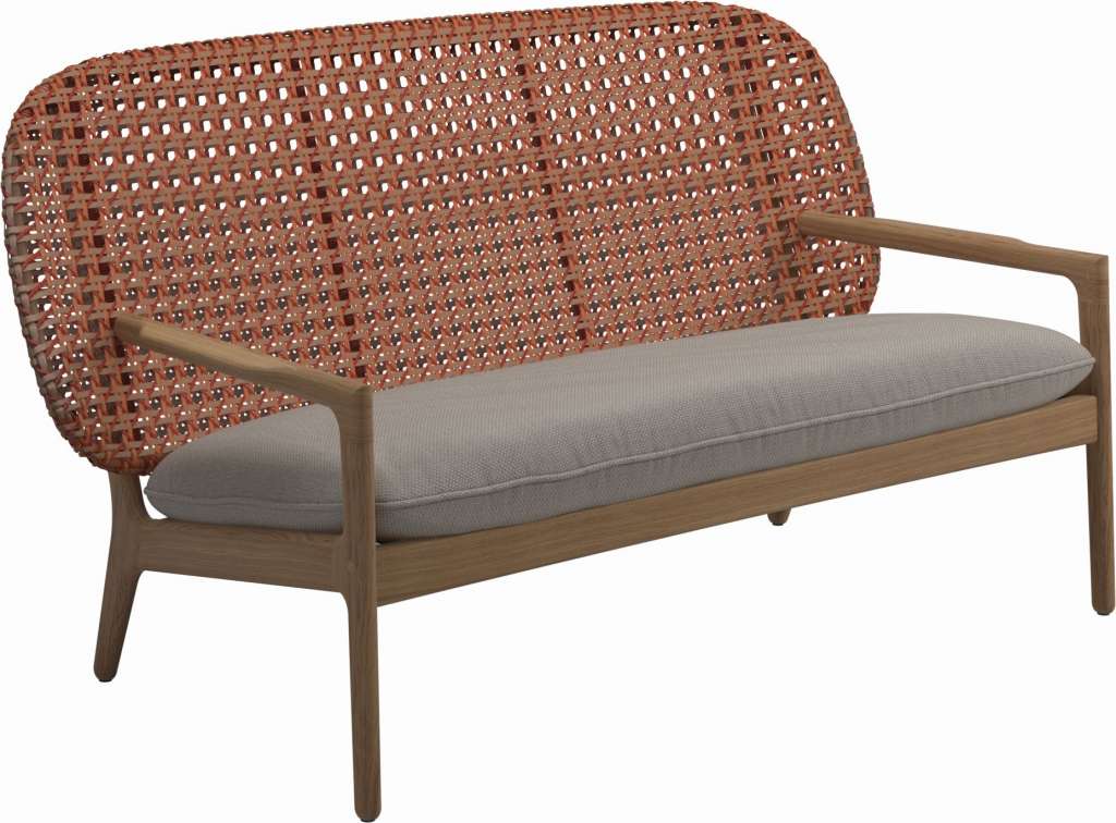 Gloster - Kay Sofa - Geflecht: Copper - Kissen:  - Couture Pebble - outdoor