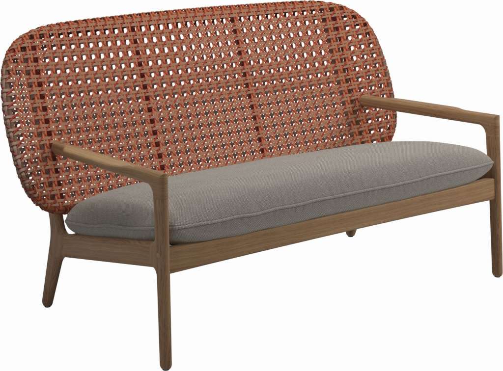 Gloster - Kay Sofa - Geflecht: Copper - Kissen:  - Robben Grey - outdoor
