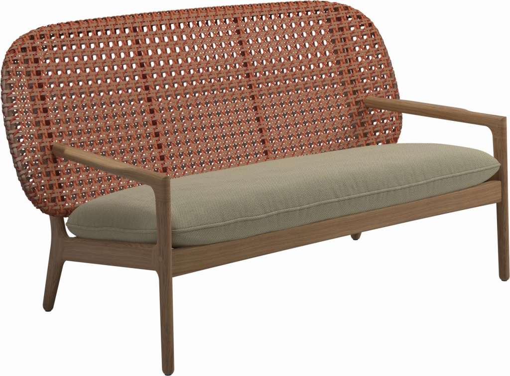 Gloster - Kay Sofa - Geflecht: Copper - Kissen:  - Robben Lichen - outdoor
