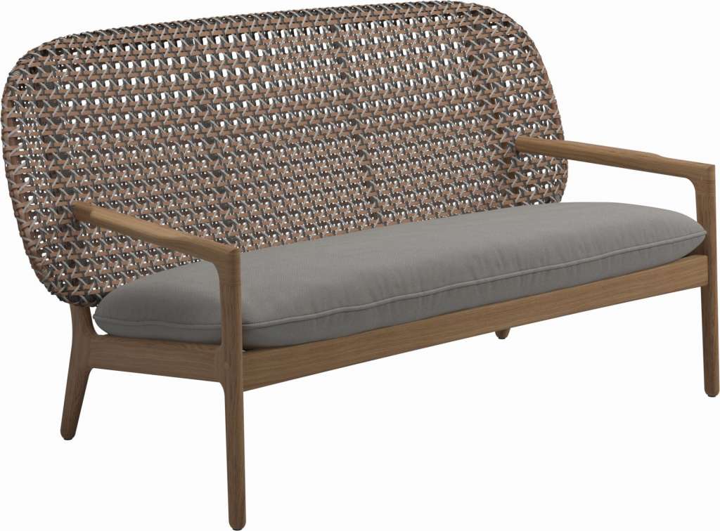 Gloster - Kay Sofa - Geflecht: Brindle - Kissen:  - Fife Canvas Grey - outdoor