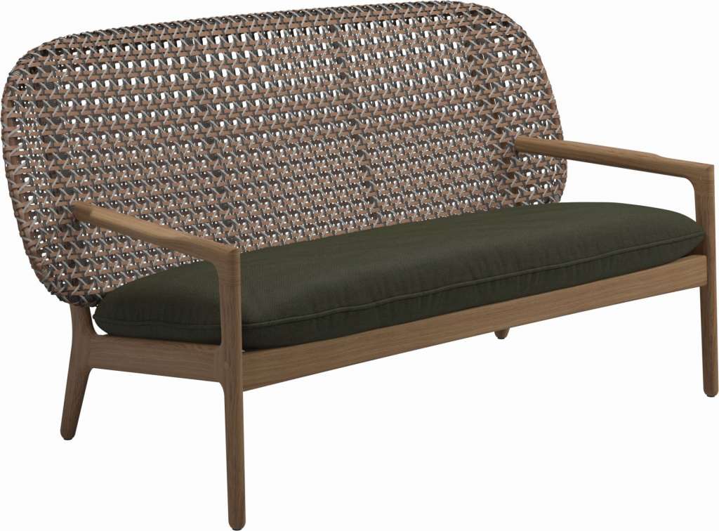 Gloster - Kay Sofa - Geflecht: Brindle - Kissen:  - Fife Olive - outdoor