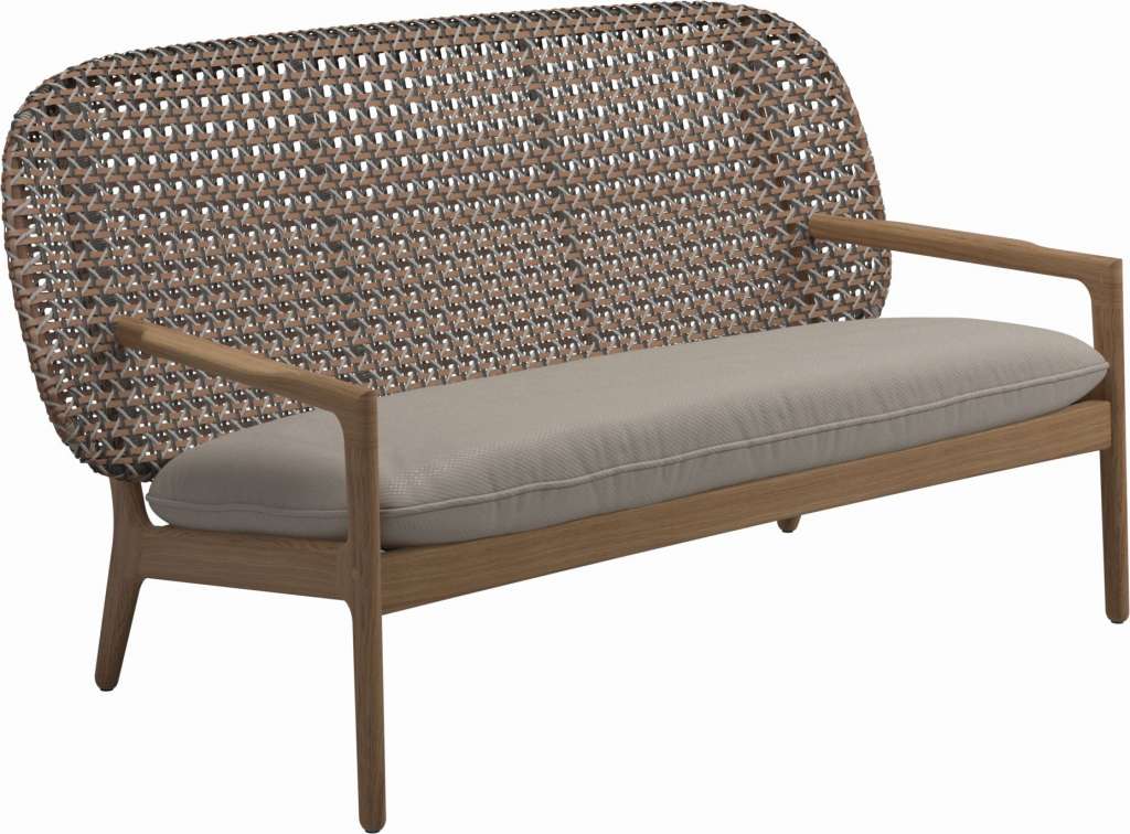 Gloster - Kay Sofa - Geflecht: Brindle - Kissen:  - Dot Oyster - outdoor