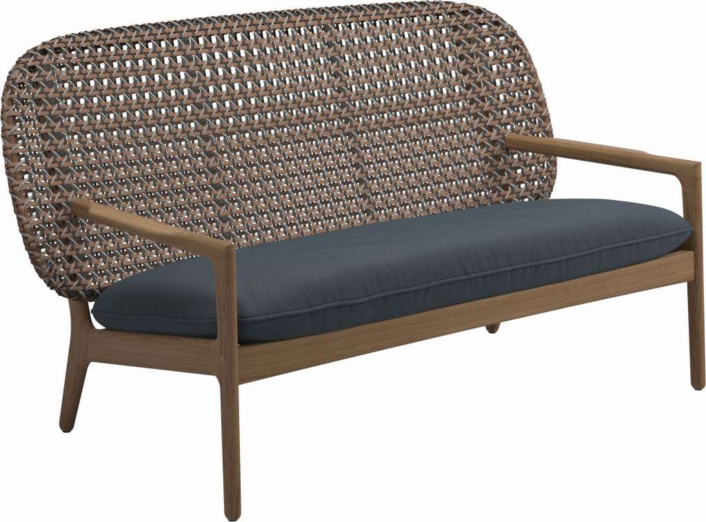 Gloster - Kay Sofa - Geflecht: Brindle - Kissen:  - Tuck Denim - outdoor