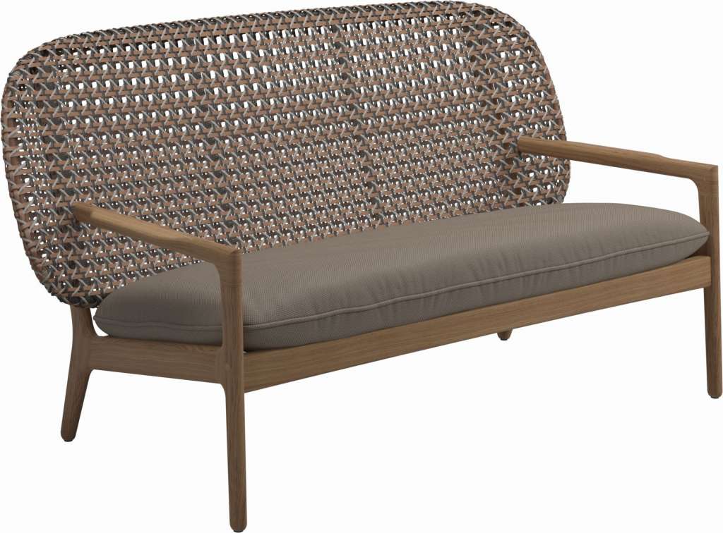 Gloster - Kay Sofa - Geflecht: Brindle - Kissen:  - Ravel Dune - outdoor