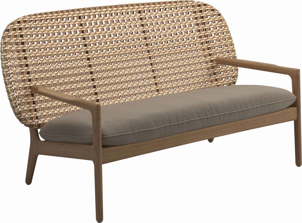 Gloster - Kay Sofa - Geflecht: Harvest - Kissen:  - Blend Sand - outdoor