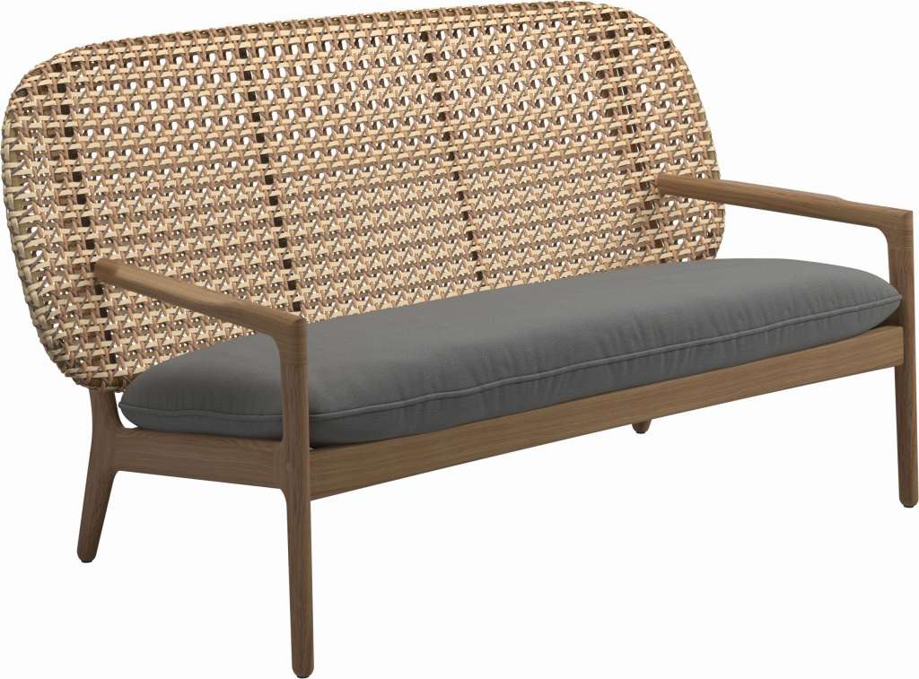 Gloster - Kay Sofa - Geflecht: Harvest - Kissen:  - Blend Fog - outdoor