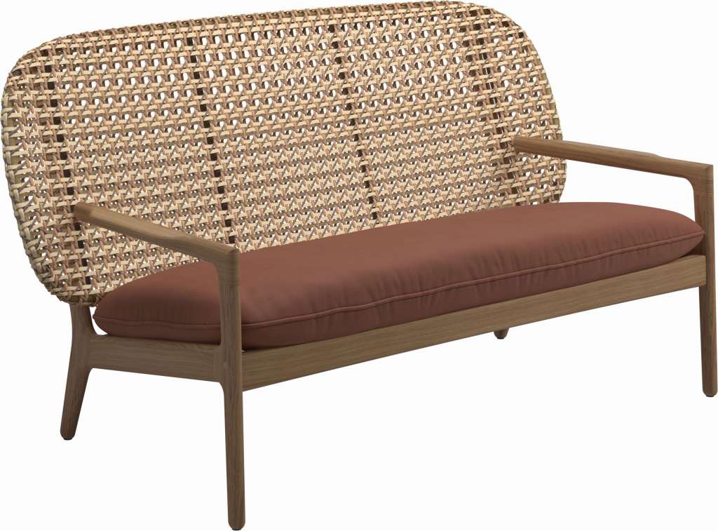 Gloster - Kay Sofa - Geflecht: Harvest - Kissen:  - Blend Clay - outdoor