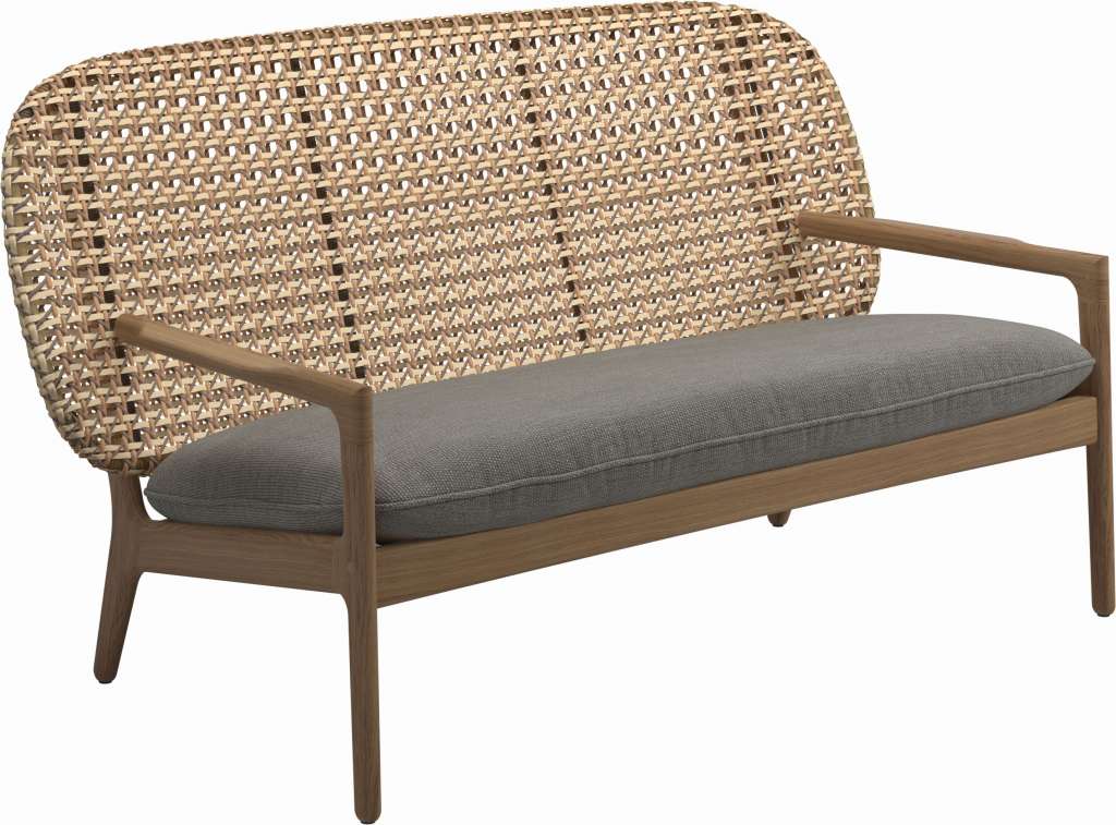 Gloster - Kay Sofa - Geflecht: Harvest - Kissen:  - Mez Granite - outdoor