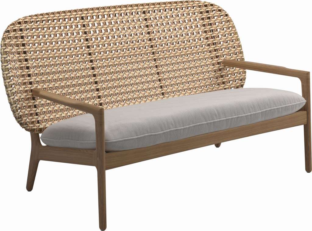 Gloster - Kay Sofa - Geflecht: Harvest - Kissen:  - Elite Frost - outdoor