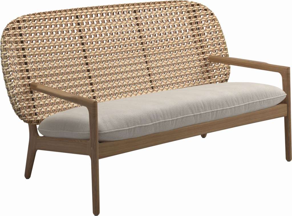 Gloster - Kay Sofa - Geflecht: Harvest - Kissen:  - Virtue Cloud - outdoor