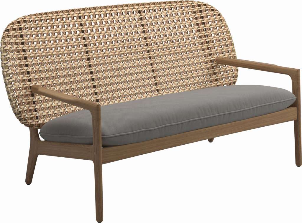 Gloster - Kay Sofa - Geflecht: Harvest - Kissen:  - Fife Canvas Grey - outdoor