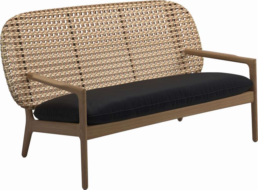 Gloster - Kay Sofa - Geflecht: Harvest - Kissen:  - Fife Soot Blue - outdoor