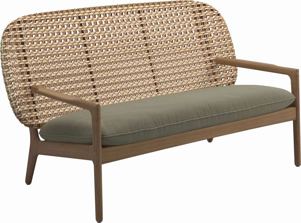Gloster - Kay Sofa - Geflecht: Harvest - Kissen:  - Fife Silky Green - outdoor
