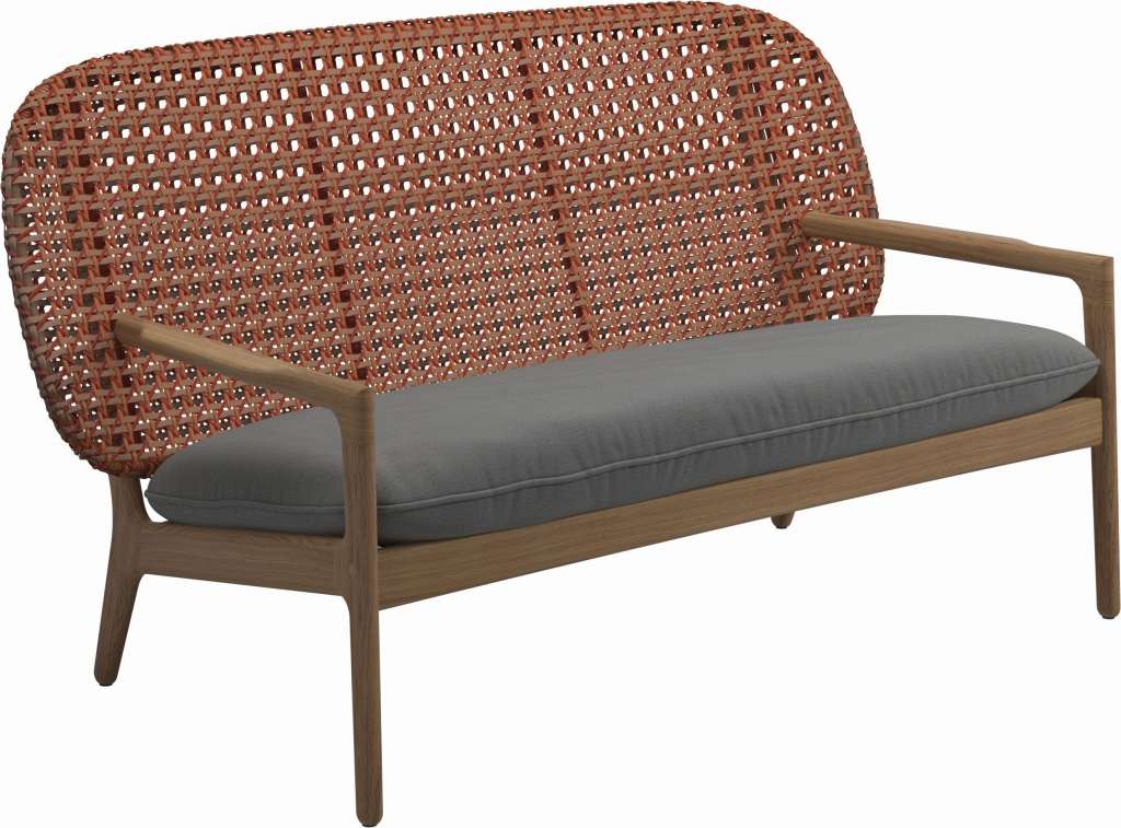 Gloster - Kay Sofa - Geflecht: Copper - Kissen:  - Blend Fog - outdoor