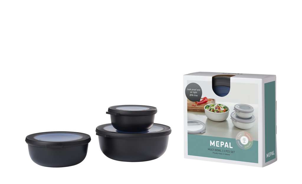 Mepal Multischüssel-Set, 3-teilig / 0,35l, 0,75l, 1,25l  Cirqula ¦ schwarz ¦ Kunststoff Geschirr > Schalen - Höffner