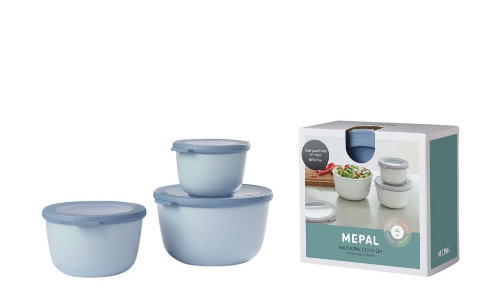 Mepal Multischüssel-Set, 3-teilig / 0,5l, 1,0l, 2,0l  Cirqula ¦ blau ¦ Kunststoff Geschirr > Schalen - Höffner