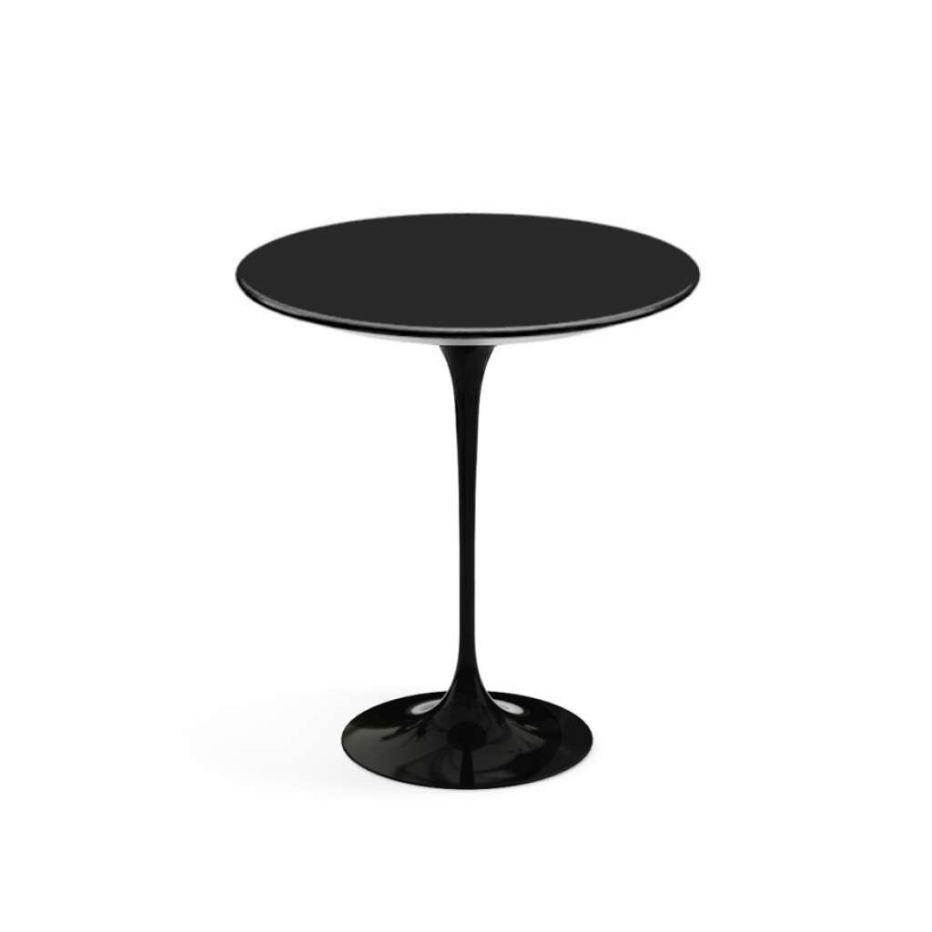 Knoll International - Saarinen Beistelltisch - rund 51 Ø - Laminat schwarz - Säulenfuß schwarz - indoor