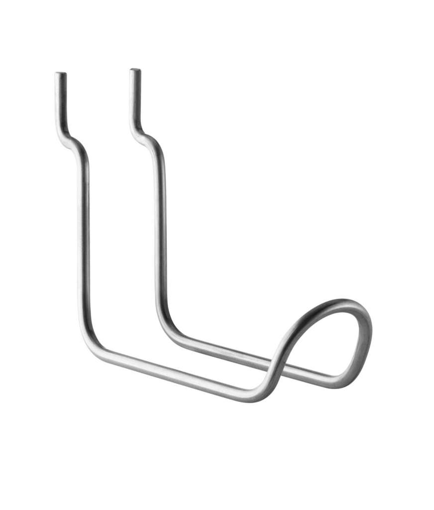 String Furniture - Vertikaler Doppelhaken 2er Set - Edelstahl - indoor