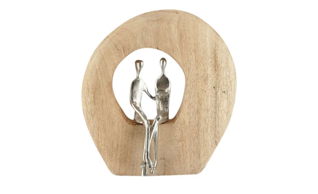Deko Objekt  Liebespaar ¦ holzfarben ¦ Aluminum, Holz Dekoration > Dekoartikel - Höffner