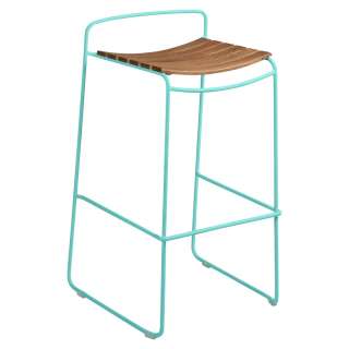 Fermob - SURPRISING Barhocker Teak - 46 Lagunenblau - outdoor