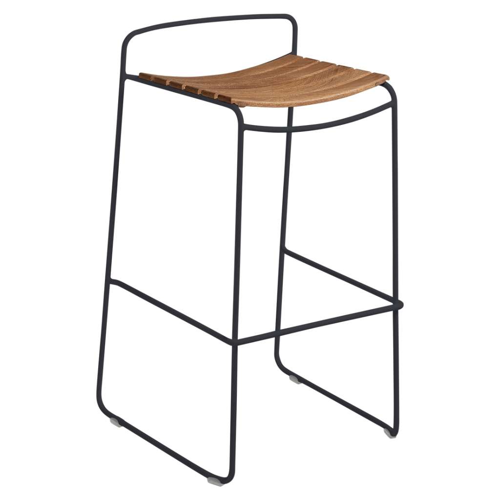 Fermob - SURPRISING Barhocker Teak - 47 Anthrazit - outdoor