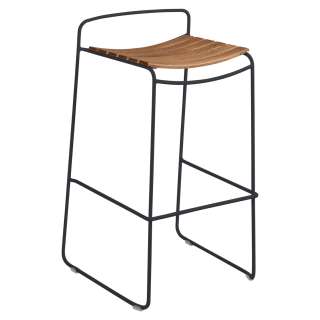 Fermob - SURPRISING Barhocker Teak - 47 Anthrazit - outdoor