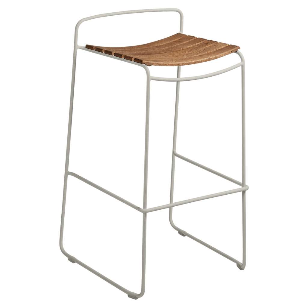 Fermob - SURPRISING Barhocker Teak - A5 Lehmgrau - outdoor