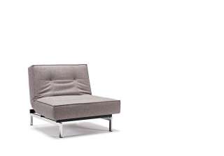 Innovation - Splitback Sessel - Dess. 521 - grau - Beine Massivholz dunkel - Gestell matt schwarz - indoor