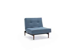 Innovation - Splitback Sessel - Dess. 525 - blaugrau - Beine Massivholz dunkel - Gestell matt schwarz - indoor