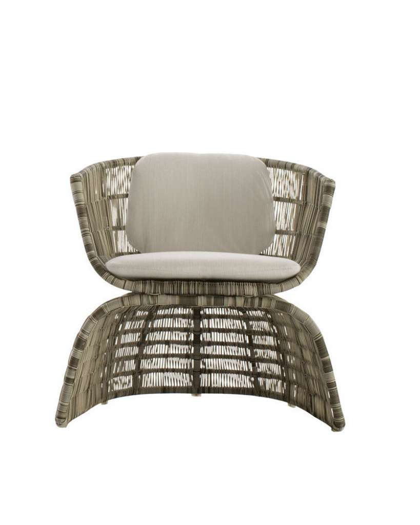 B & B Italia - Crinoline kleiner Sessel - schwarz-weißes Geflecht - Kissen weiß - outdoor
