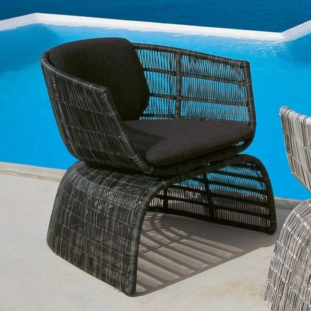 B & B Italia - Crinoline kleiner Sessel - schwarz-bronzenes Geflecht - Kissen schwarz - outdoor