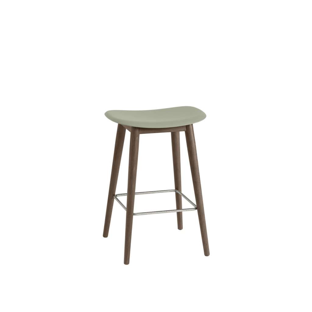 Muuto - Fiber Barhocker Holzgestell - dusty green/stained dark brown - H65 - indoor