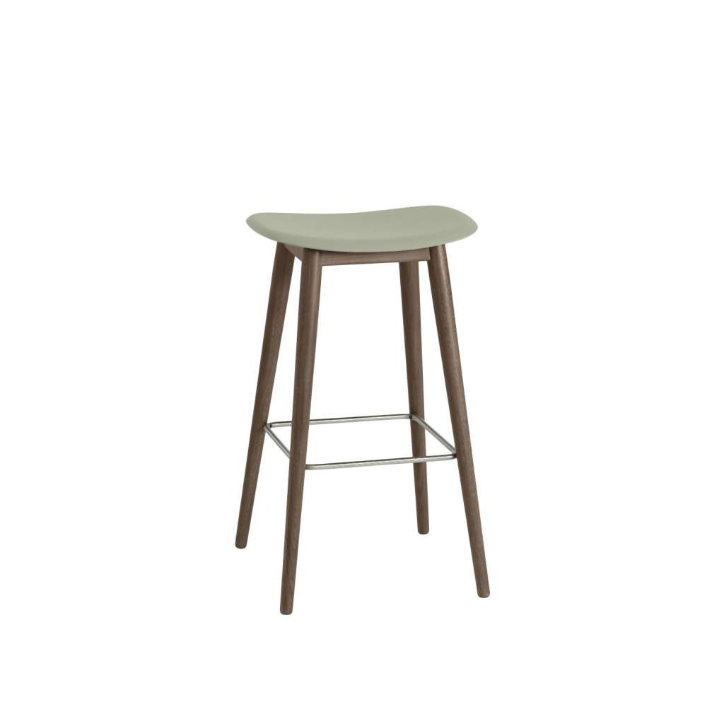 Muuto - Fiber Barhocker Holzgestell - dusty green/stained dark brown - H75 - indoor