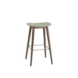 Muuto - Fiber Barhocker Holzgestell - dusty green/stained dark brown - H75 - indoor