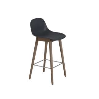 Muuto - Fiber Barhocker mit Rückenlehne - back/stained dark brown - H65 - indoor