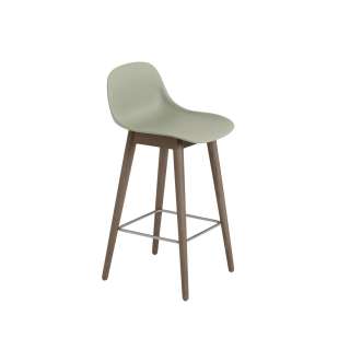 Muuto - Fiber Barhocker mit Rückenlehne - dusty green/stained dark brown - H65 - indoor