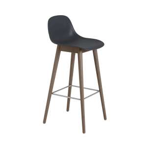 Muuto - Fiber Barhocker mit Rückenlehne - back/stained dark brown - H75 - indoor
