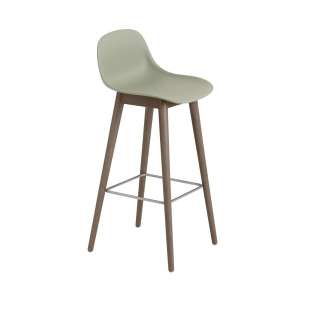 Muuto - Fiber Barhocker mit Rückenlehne - dusty green/stained dark brown - H75 - indoor
